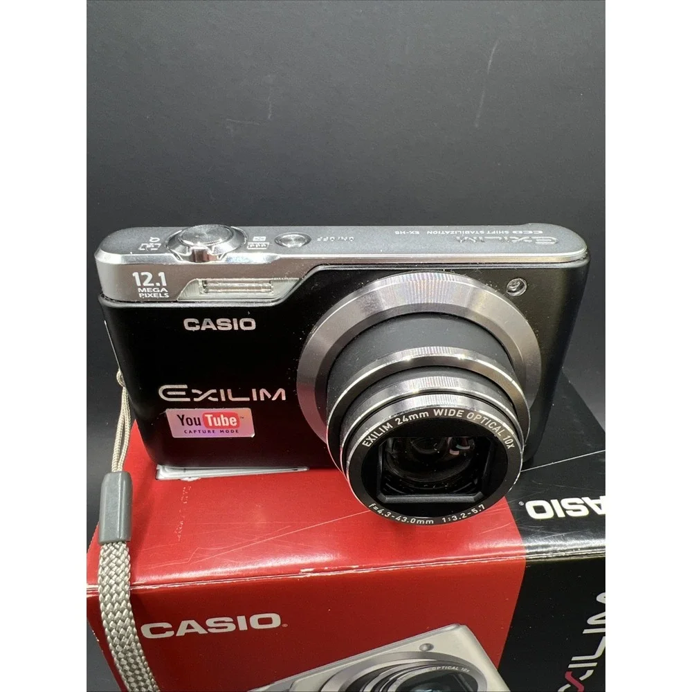 Casio Exilim EX-H5 12.1MP Digital Camera Black Box W/Paperwork Charger - Tested